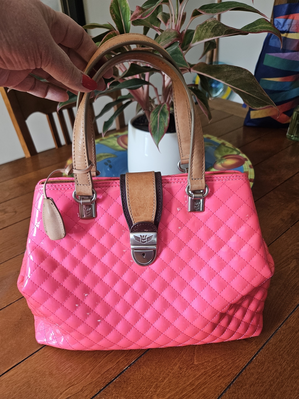 Consuela Quilted Patent  Pink Scream Candy Crush Tote